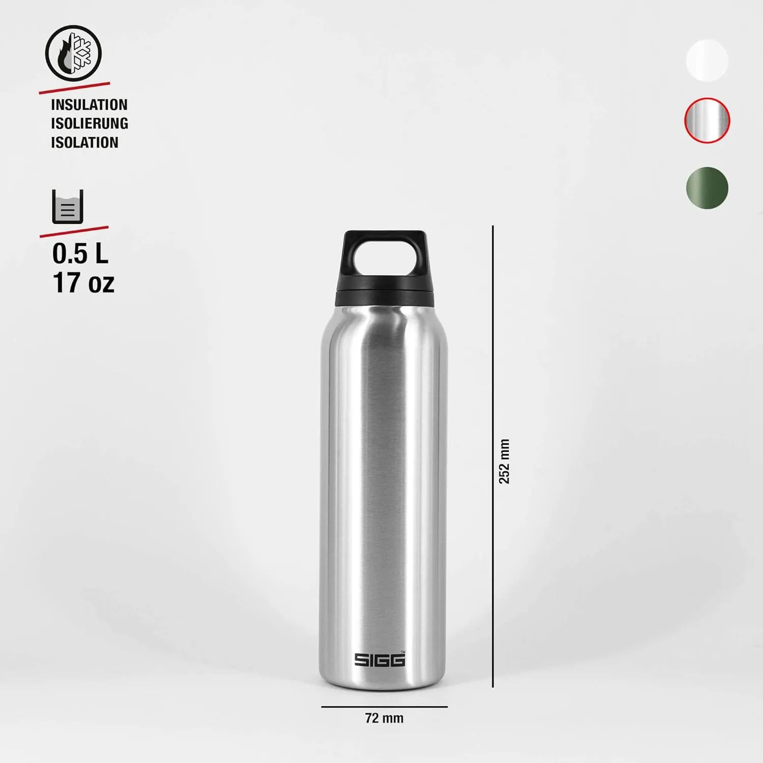 SIGG - Insulated Water Bottle - Thermo Flask Hot & Cold - Leakproof - BPA Free - 18/8 Stainless Steel - 17 Oz