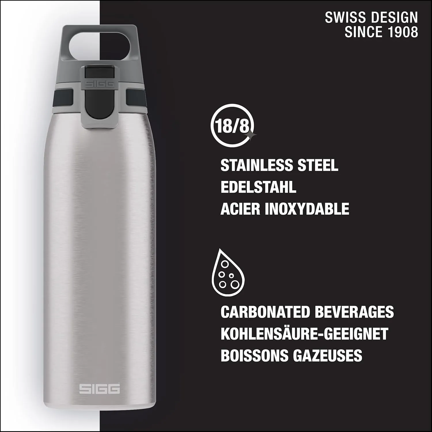 SIGG - Reusable Water Bottle - Shield ONE - Leakproof - Recyclable - BPA Free - Brushed - 25 Oz
