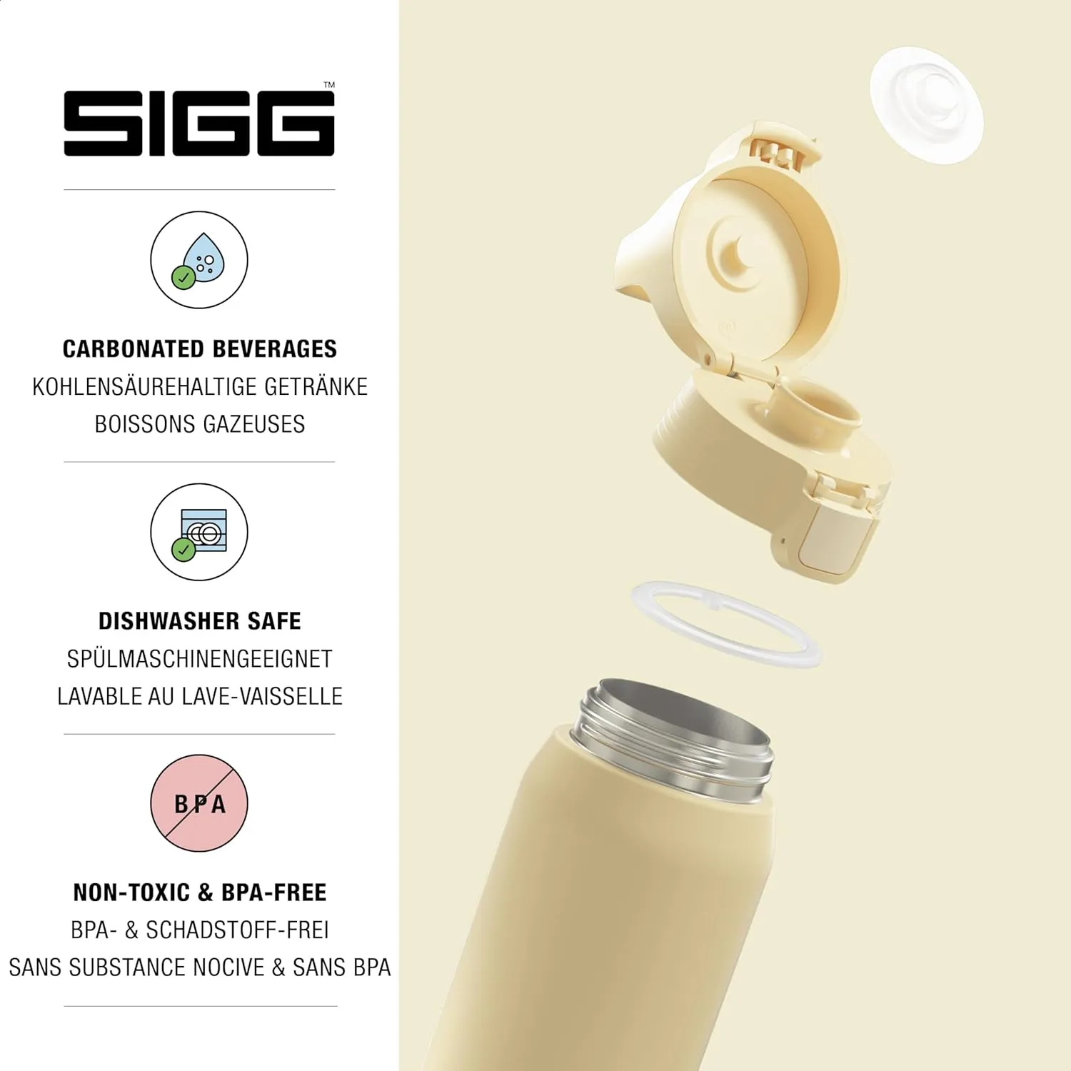 SIGG - Shield Therm- Stainless Steel Insulated Water Bottle - Carbonated Drinks, Leakproof, BPA Free, Recycled, 25, 34Oz