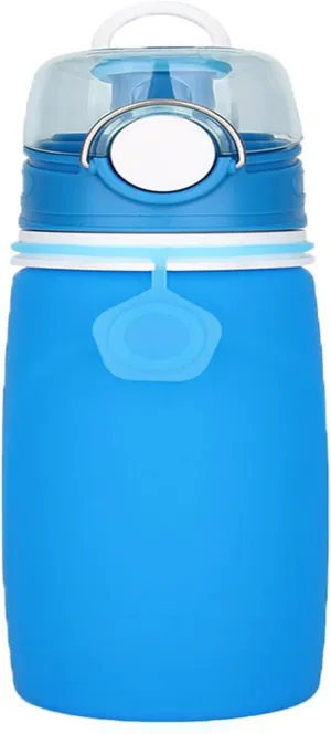 Silicone Foldable Water Bottle Cup Portable Sport Water Bottle Leakproof BPA Free Travel Water Bottles Gym Travel Camping Hiking Sport Outdoor Indoor Sport Travel Telescopic Cup(Blue,Large)