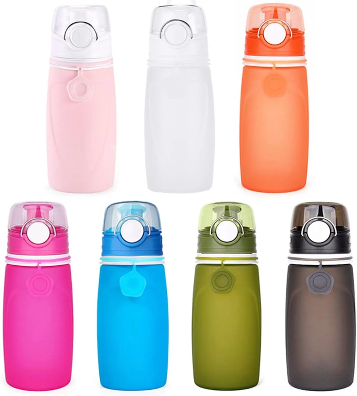 Silicone Foldable Water Bottle Cup Portable Sport Water Bottle Leakproof BPA Free Travel Water Bottles Gym Travel Camping Hiking Sport Outdoor Indoor Sport Travel Telescopic Cup(Blue,Large)