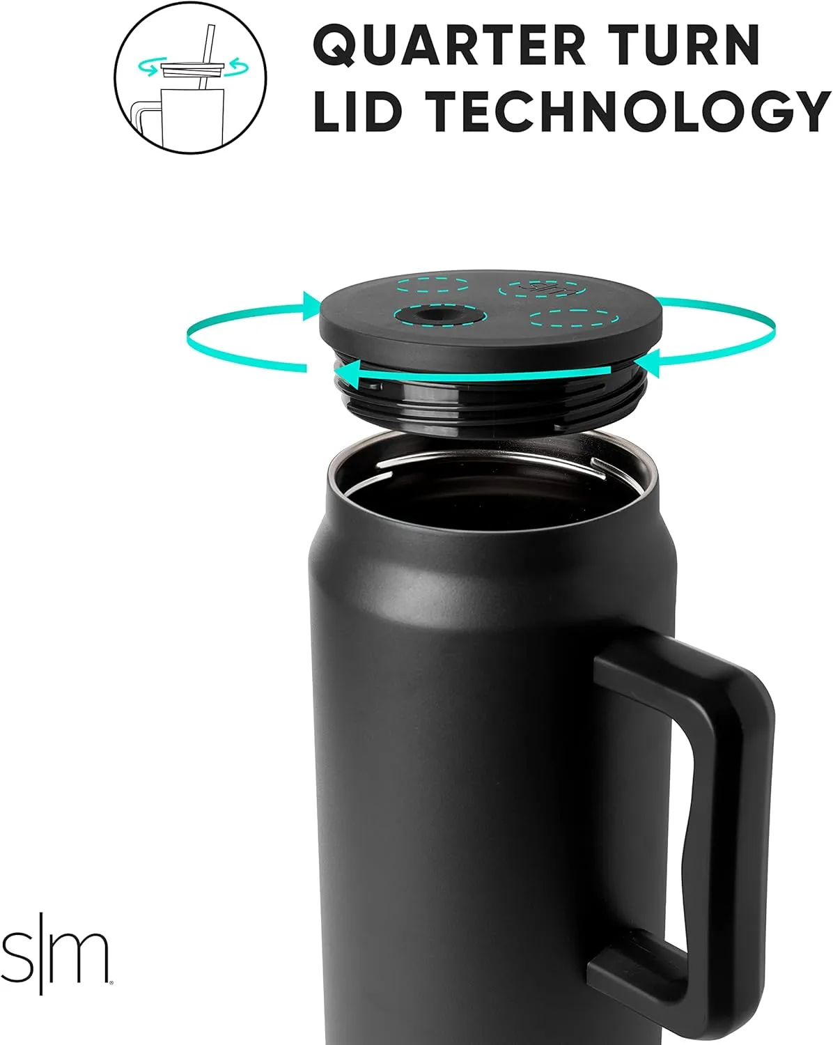 Simple Modern 50 oz Mug Tumbler with Handle and Straw Lid | Reusable Insulated Stainless Steel Large Water Bottle | Gifts for Women Men Him Her | Trek Collection | 50oz | Midnight Black
