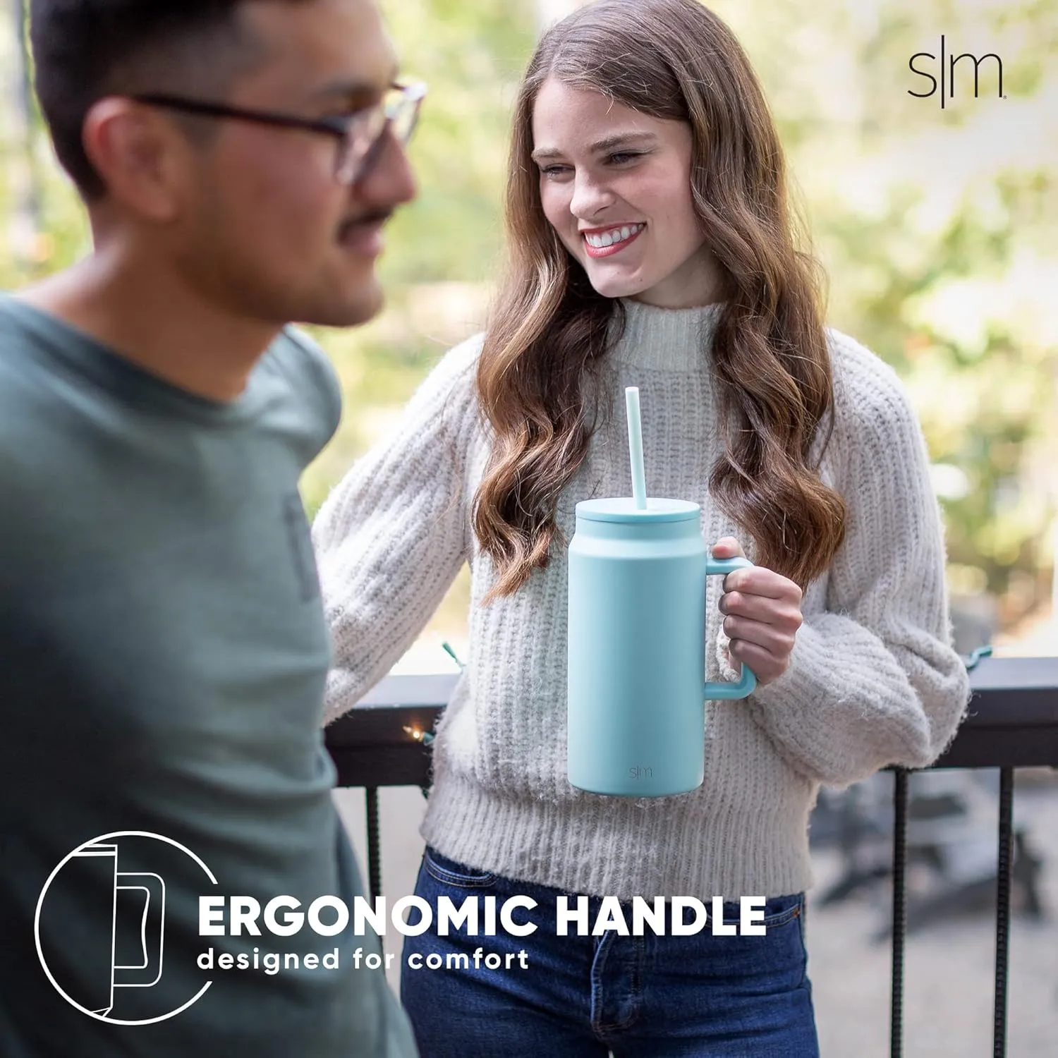 Simple Modern 50 oz Mug Tumbler with Handle and Straw Lid | Reusable Insulated Stainless Steel Large Water Bottle | Gifts for Women Men Him Her | Trek Collection | 50oz | Midnight Black