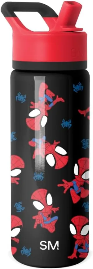 Simple Modern Kids Summit Water Bottle with Straw Lid | Marvel Spider Man 18oz Stainless Steel Cup Insulated Tumbler for Boys, Girls, School | Go Spidey Go