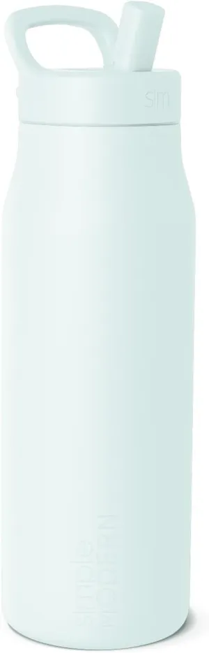 Simple Modern Water Bottle with Push Button Straw Lid | Ceramic-Lined Insulated Stainless Steel | Travel Water Bottles for Gym & Sports | Leak Proof | Mesa Signature Collection | 34oz, Arctic Blue