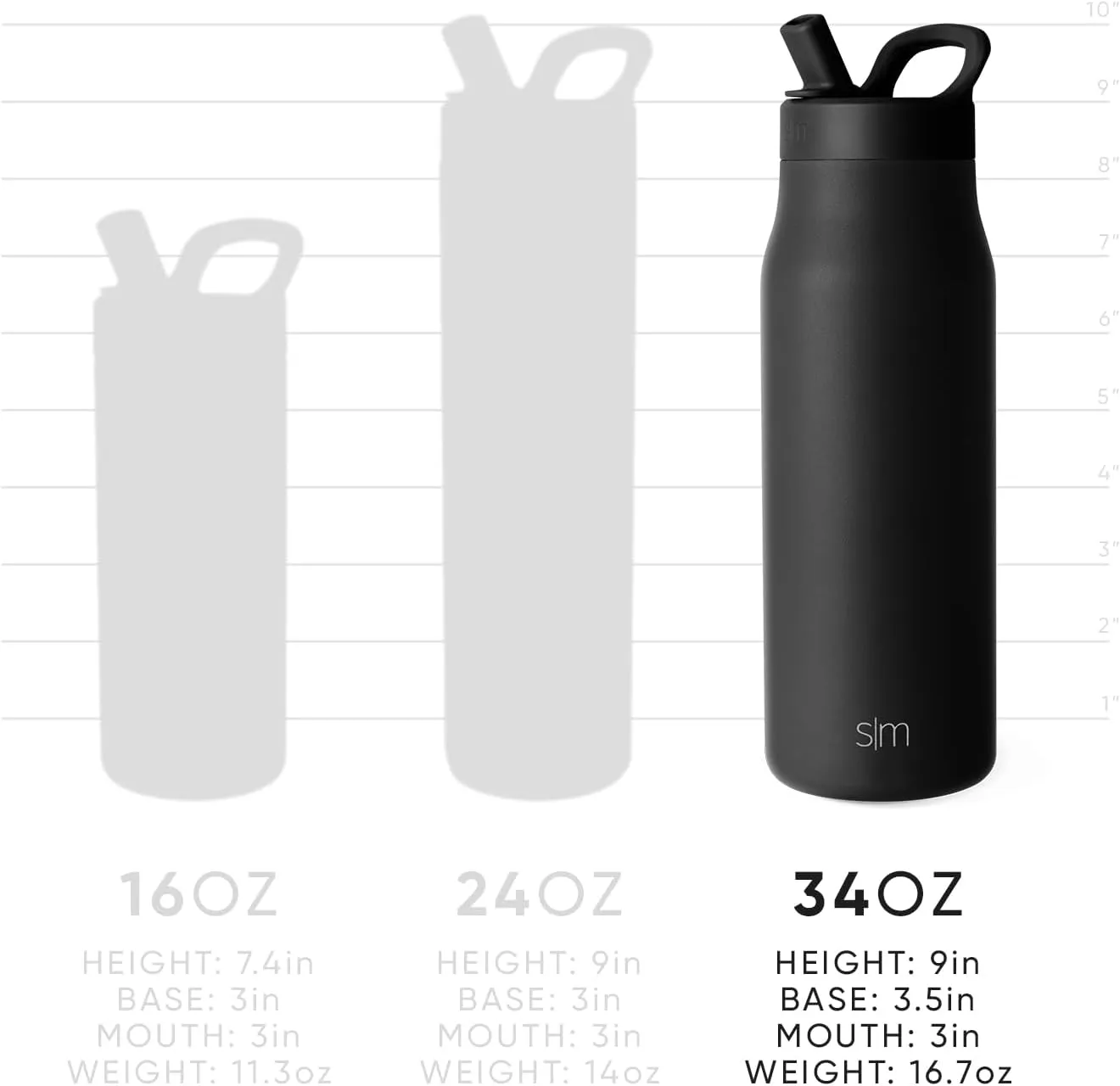 Simple Modern Water Bottle with Push Button Straw Lid | Ceramic-Lined Insulated Stainless Steel | Travel Water Bottles for Gym & Sports | Leak Proof | Mesa Signature Collection | 34oz, Arctic Blue