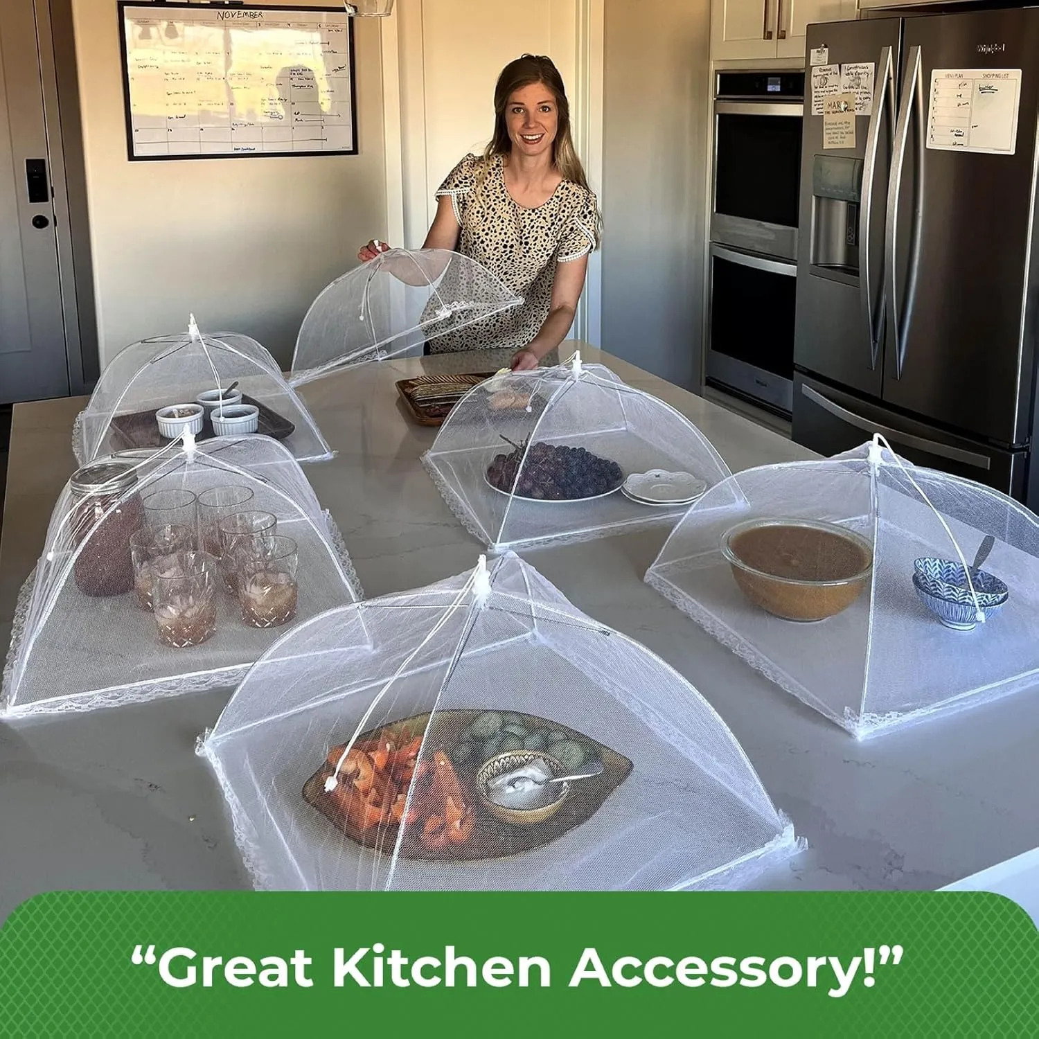 Simply Genius 6 Pack Pop-Up Mesh Food Covers Tent Umbrella for Outdoors, 2 Jumbo (39" x 24") & 4 Large (17”x17”) Reusable & Collapsible Picnic Accessories Outdoor Food Covers for Outdoor Parties