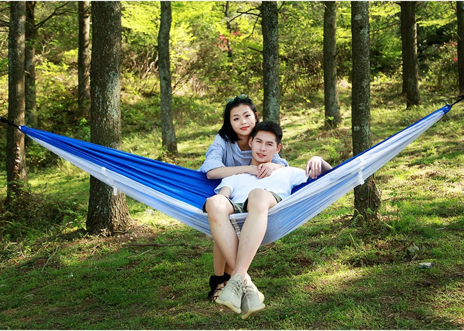 Single & Double Best Hammock Camping with Mosquito Bug Net - Easy Assembly Parachute Nylon Hammock with 10ft Hammock Tree Straps & Carabiners for Camping, Backpacking, Survival, Travel