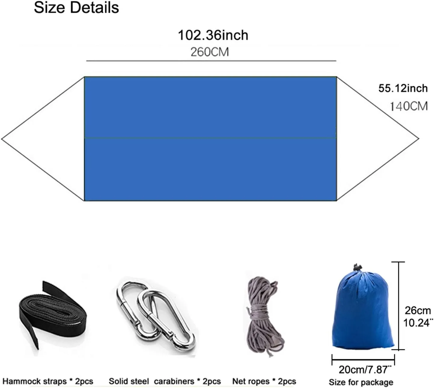 Single & Double Best Hammock Camping with Mosquito Bug Net - Easy Assembly Parachute Nylon Hammock with 10ft Hammock Tree Straps & Carabiners for Camping, Backpacking, Survival, Travel