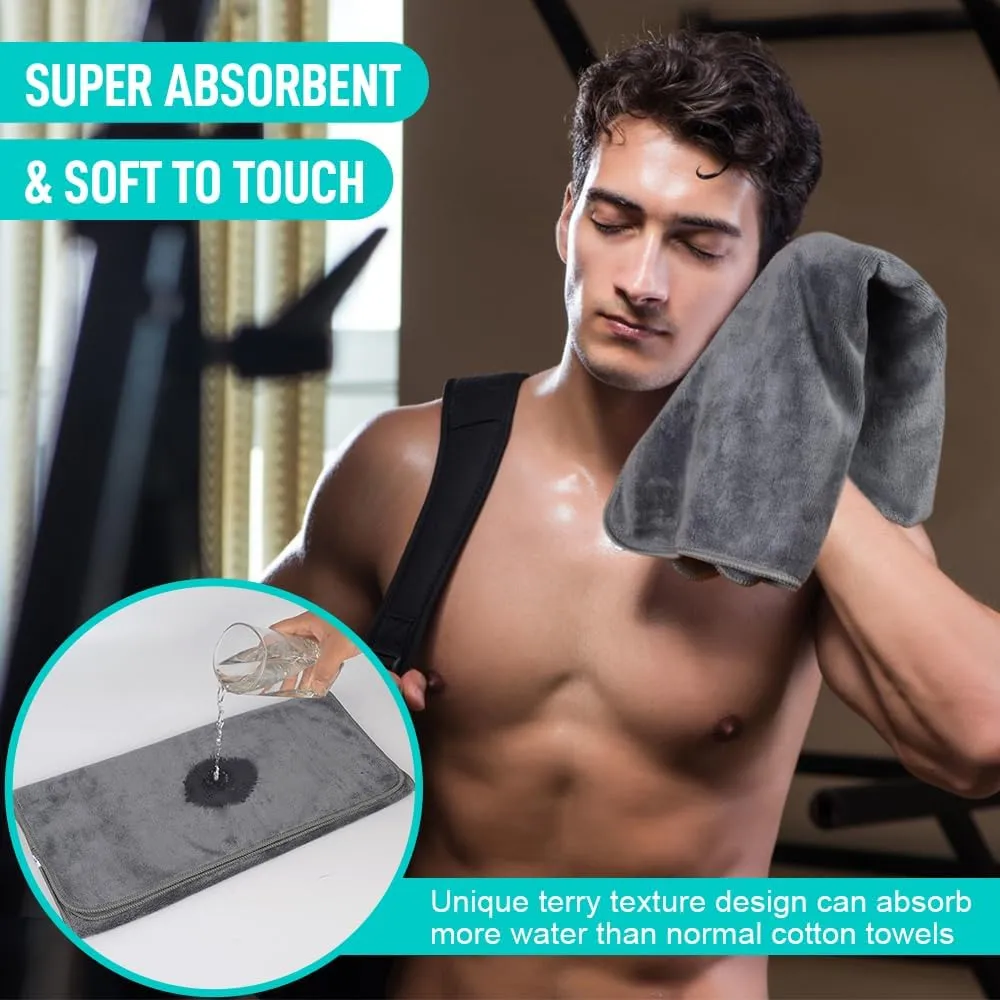 SINLAND Microfiber Gym Towels Sports Fitness Workout Sweat Towel Super Soft and Absorbent 3 Pack 16 Inch X 32 Inch