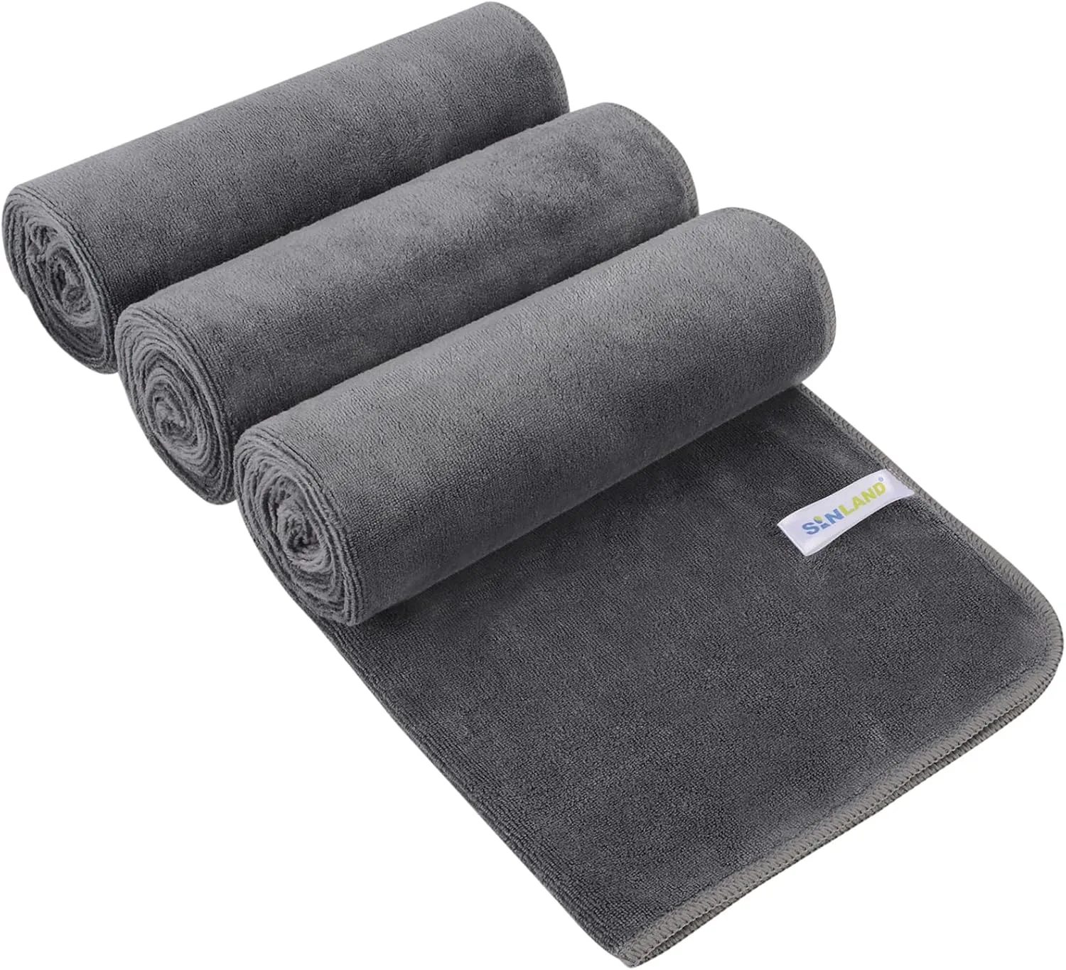 SINLAND Microfiber Gym Towels Sports Fitness Workout Sweat Towel Super Soft and Absorbent 3 Pack 16 Inch X 32 Inch