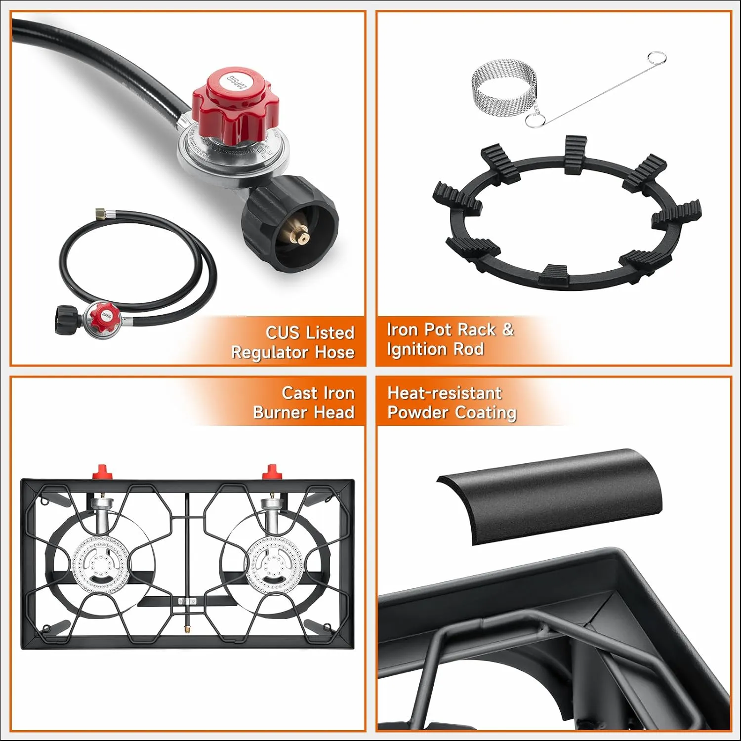 SKOK High Pressure 1/2/3 Burners Propane Camping Stove, Propane Burners for Outdoor Cooking