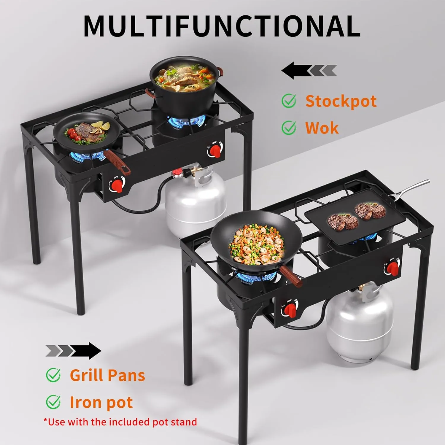 SKOK High Pressure 1/2/3 Burners Propane Camping Stove, Propane Burners for Outdoor Cooking