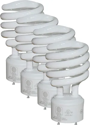 SLEEKLIGHTING - GU24 23Watt 2 Prong Light Bulbs- UL approved-120v 60Hz - Mini Twist Lock Spiral -Self Ballasted CFL Fluorescent Bulbs- 4200K 1600lm Cool White 4pack (100 Watt Equivalent)