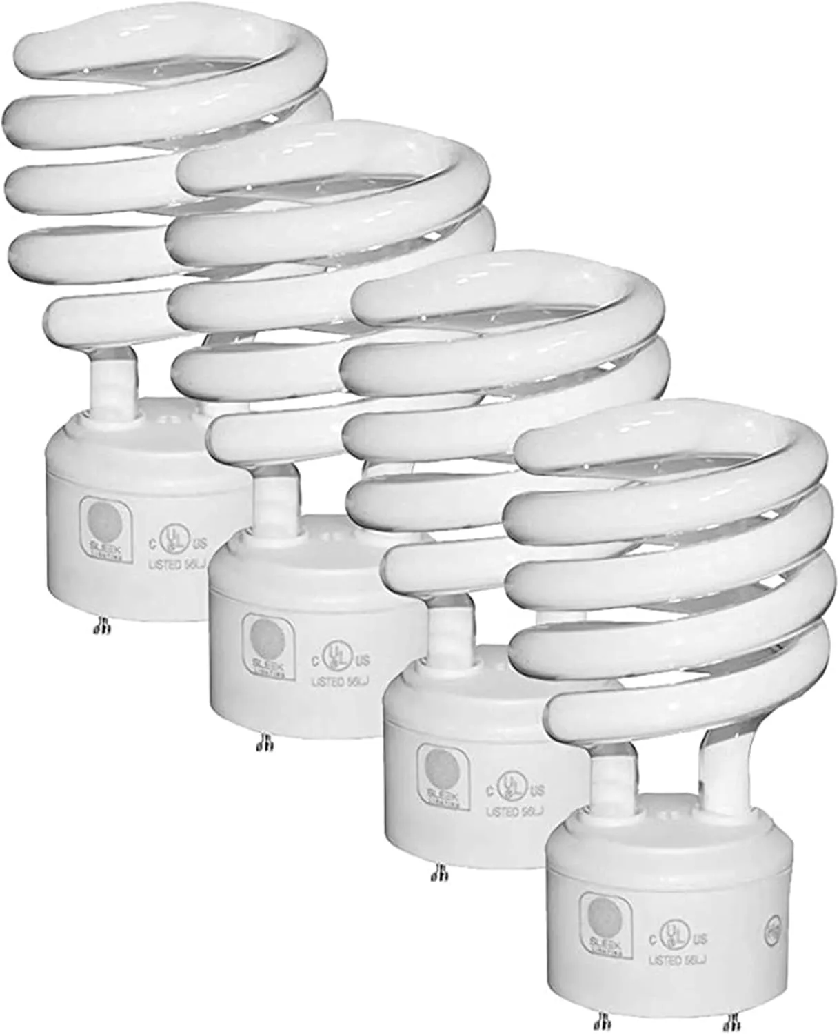 SLEEKLIGHTING - GU24 23Watt 2700K 1600lm 2 Prong Light Bulbs- UL approved-120v 60Hz - Mini Twist Lock Spiral -Self Ballasted CFL Fluorescent Bulbs- 1600lm Warm White 4 Pack (100 Watt Equ)