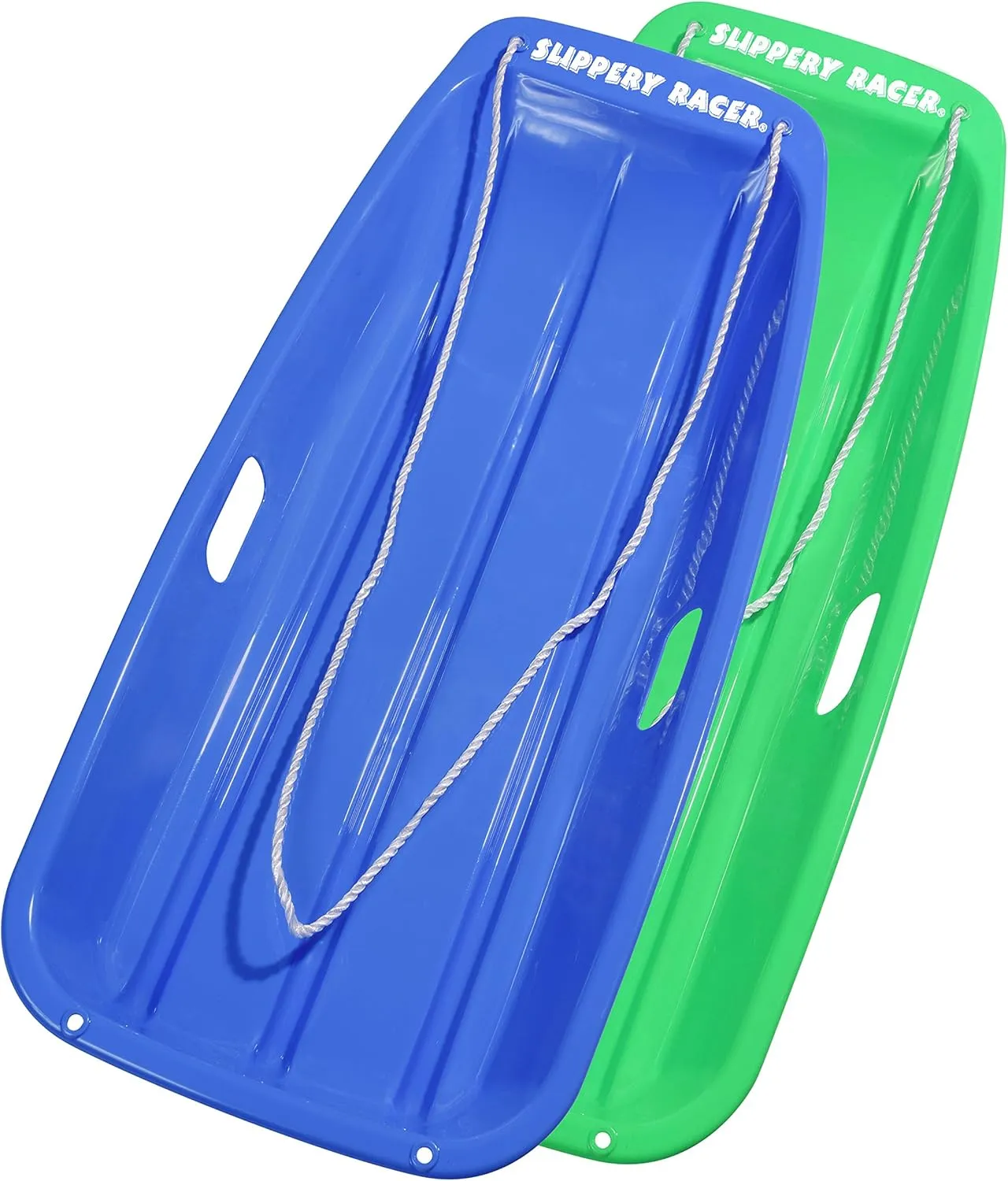 Slippery Racer Downhill Sprinter Flexible Kids Toddler Plastic Cold-Resistant Toboggan Snow Sled with Pull Rope and Handles -35 Inch- (2 Pack)