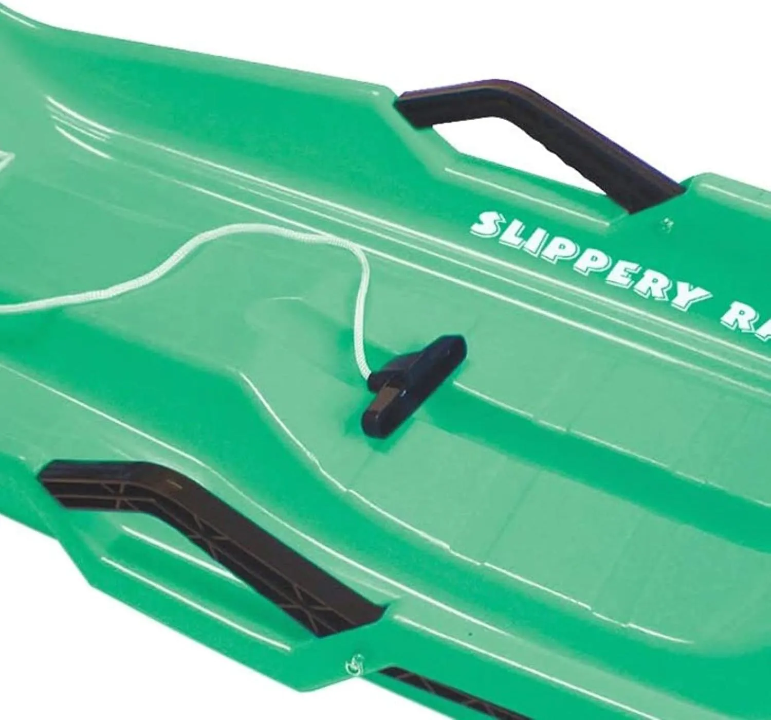 Slippery Racer Downhill Thunder Flexible Kids Toddler Plastic Toboggan Snow Sled with Built in Brake System, Pull Rope, & Handle Grips
