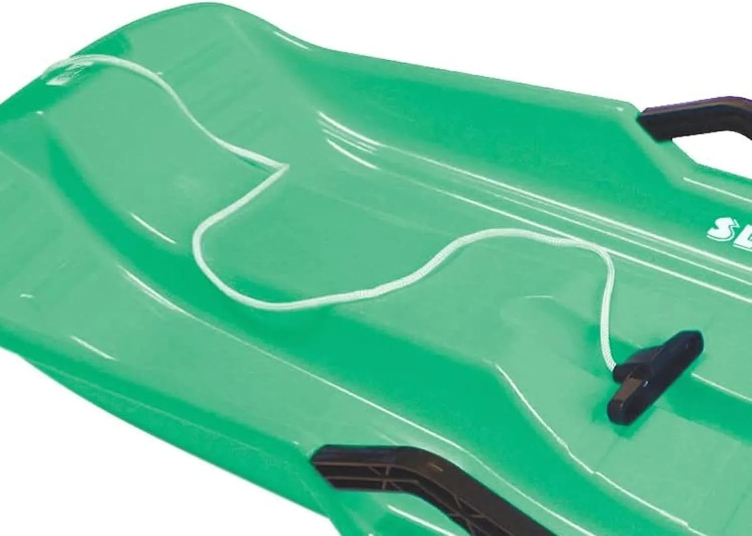 Slippery Racer Downhill Thunder Flexible Kids Toddler Plastic Toboggan Snow Sled with Built in Brake System, Pull Rope, & Handle Grips