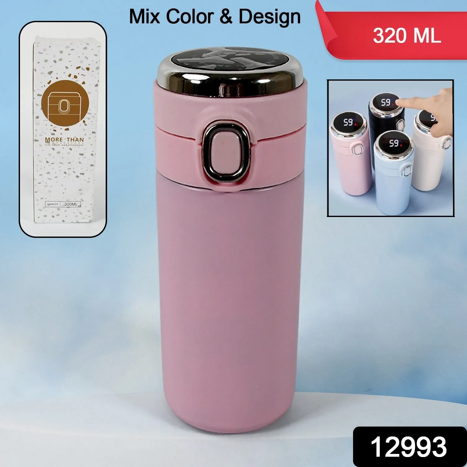 Smart Vacuum Insulated Water Bottle With Led Temperature Display Cold  Hot  Leak Proof  Office Bottle  Gym  Home  Kitchen  Hiking  Trekking  Travel Bottle (Mix Color  Design)