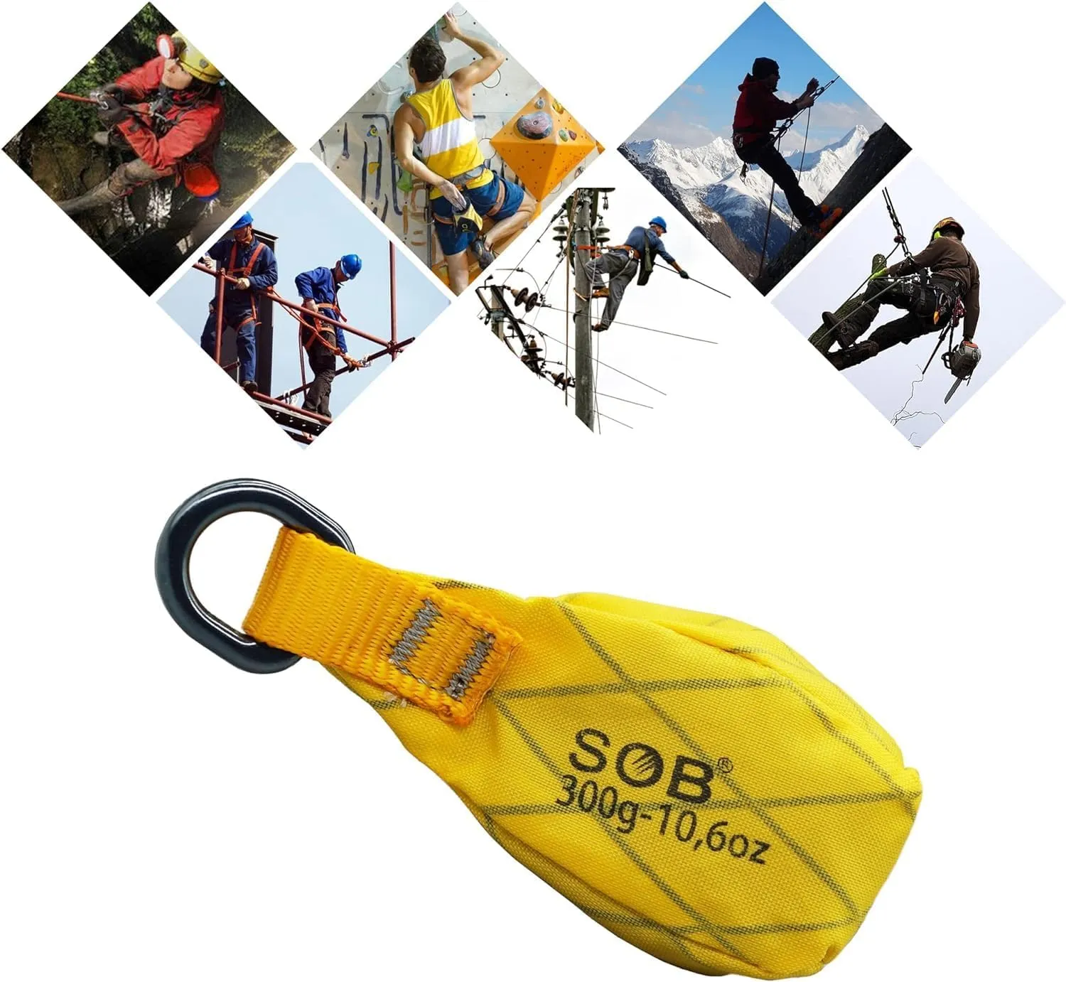 SOB Throw Weight Bag, Durable Climbing Rope Bag for Arborists, Tree Throw Bag for Rock Spelunking (Yellow-300)