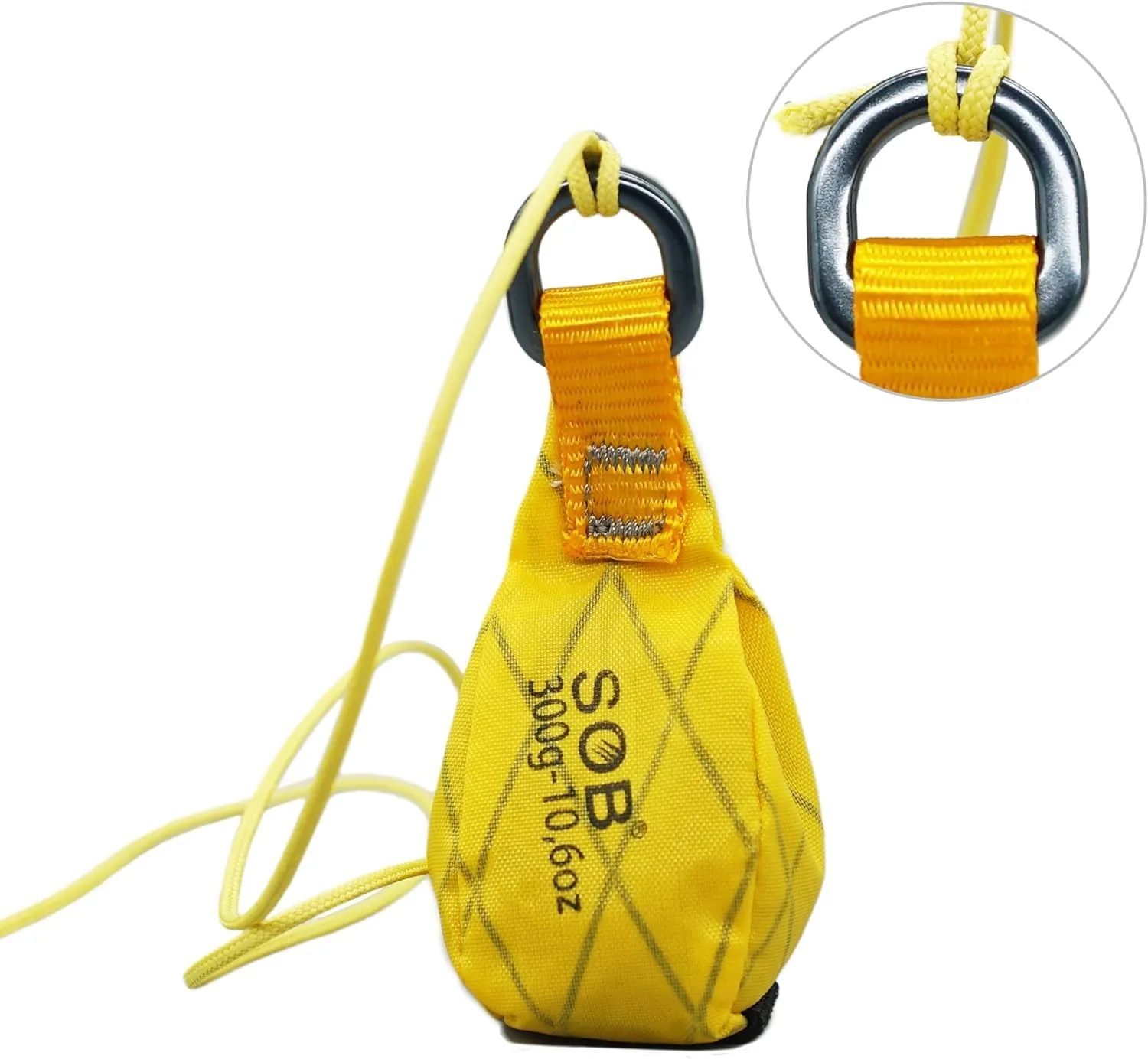 SOB Throw Weight Bag, Durable Climbing Rope Bag for Arborists, Tree Throw Bag for Rock Spelunking (Yellow-300)