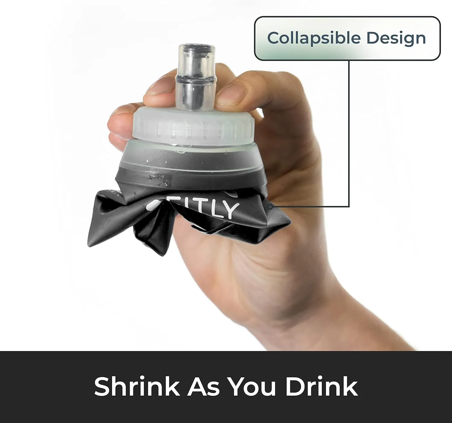 Soft Flask - Shrink As You Drink Soft Water Bottle for Hydration Pack - Folding Water Bottle Ideal for Running, Hiking, Cycling, Climbing & Rigorous Activity