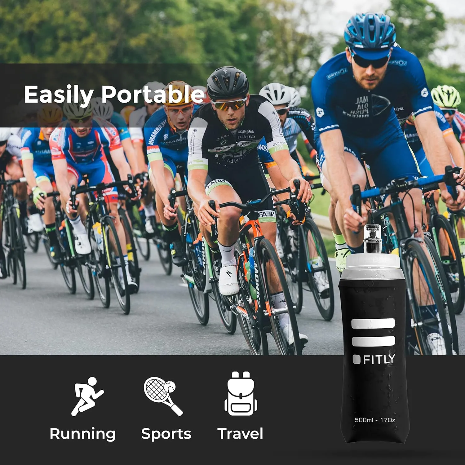 Soft Flask - Shrink As You Drink Soft Water Bottle for Hydration Pack - Folding Water Bottle Ideal for Running, Hiking, Cycling, Climbing & Rigorous Activity