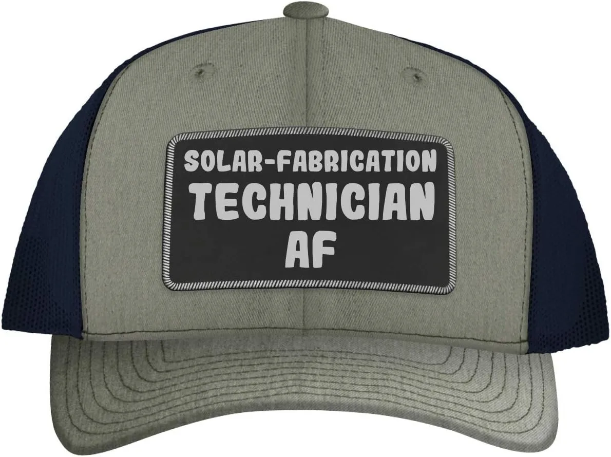 Solar-Fabrication Technician AF - Leather Black Patch Engraved Trucker Hat