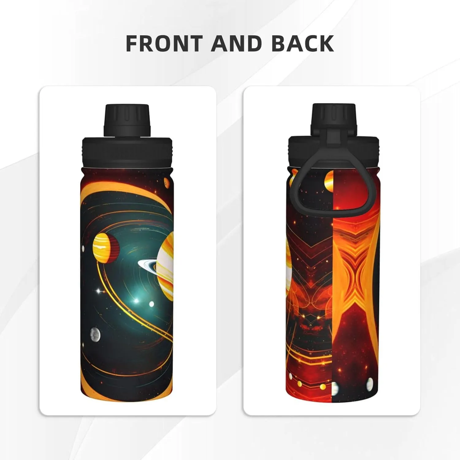 Solar System Jupiter Saturn 18oz Sports Insulated Bottle For Outdoor Activities,Your Ideal Companion Staying Hydrated