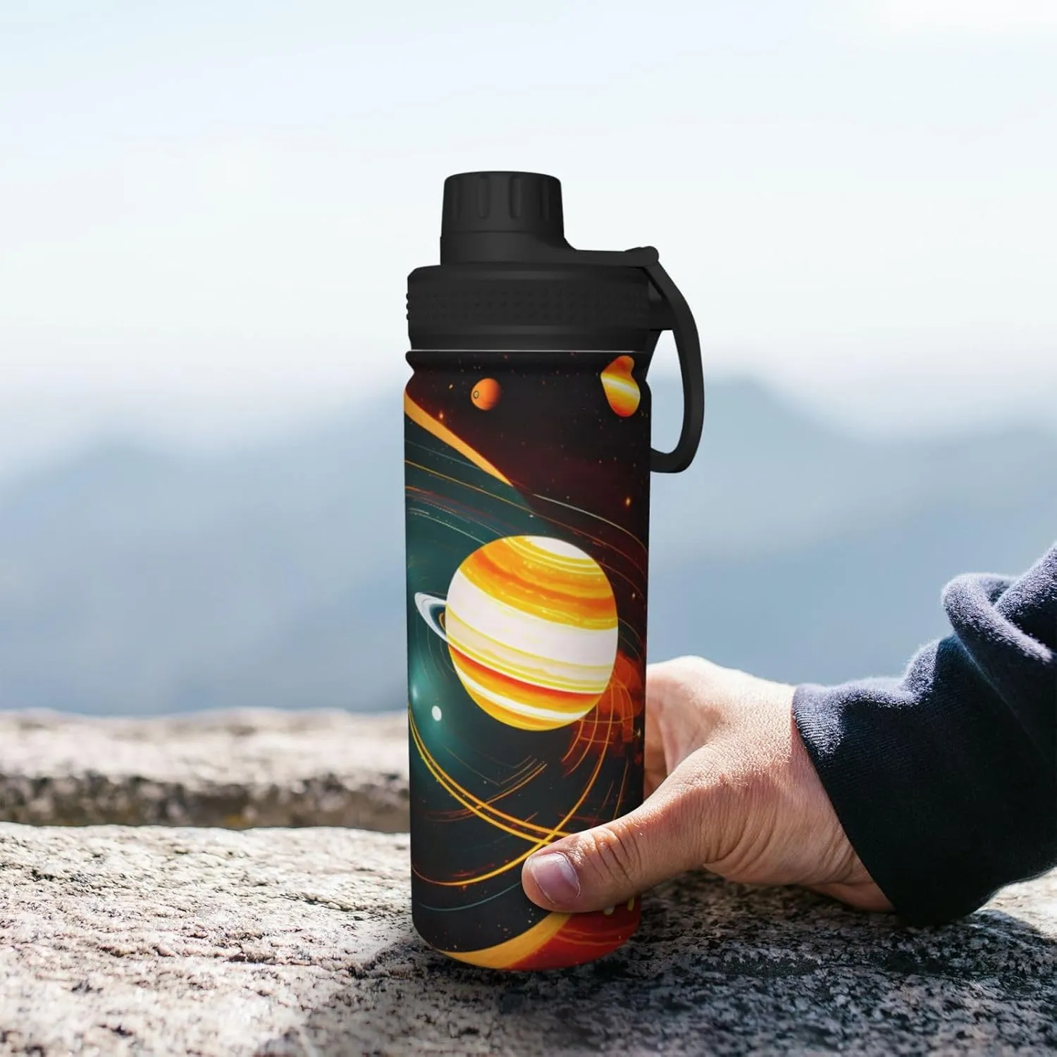 Solar System Jupiter Saturn 18oz Sports Insulated Bottle For Outdoor Activities,Your Ideal Companion Staying Hydrated