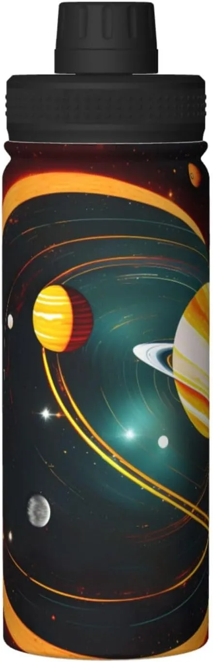 Solar System Jupiter Saturn 18oz Sports Insulated Bottle For Outdoor Activities,Your Ideal Companion Staying Hydrated