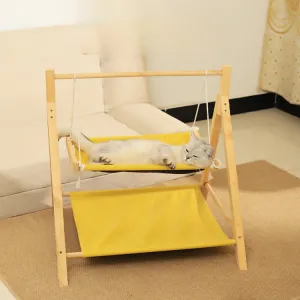 Solid Wood Double-layer Cat Hammock Swing Hanging Bed