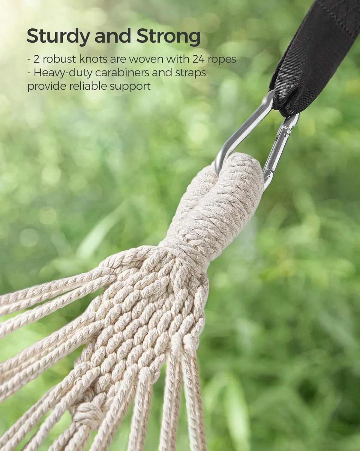 SONGMICS Double Hammock, 98.4 x 59.1 Inches, 660 lb Load Capacity, with Compression Bag, Mounting Straps, Carabiners, for Terrace, Balcony, Garden, Outdoor, Camping, Gray UGDC15GY