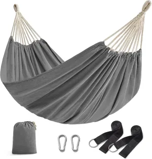 SONGMICS Double Hammock, 98.4 x 59.1 Inches, 660 lb Load Capacity, with Compression Bag, Mounting Straps, Carabiners, for Terrace, Balcony, Garden, Outdoor, Camping, Gray UGDC15GY