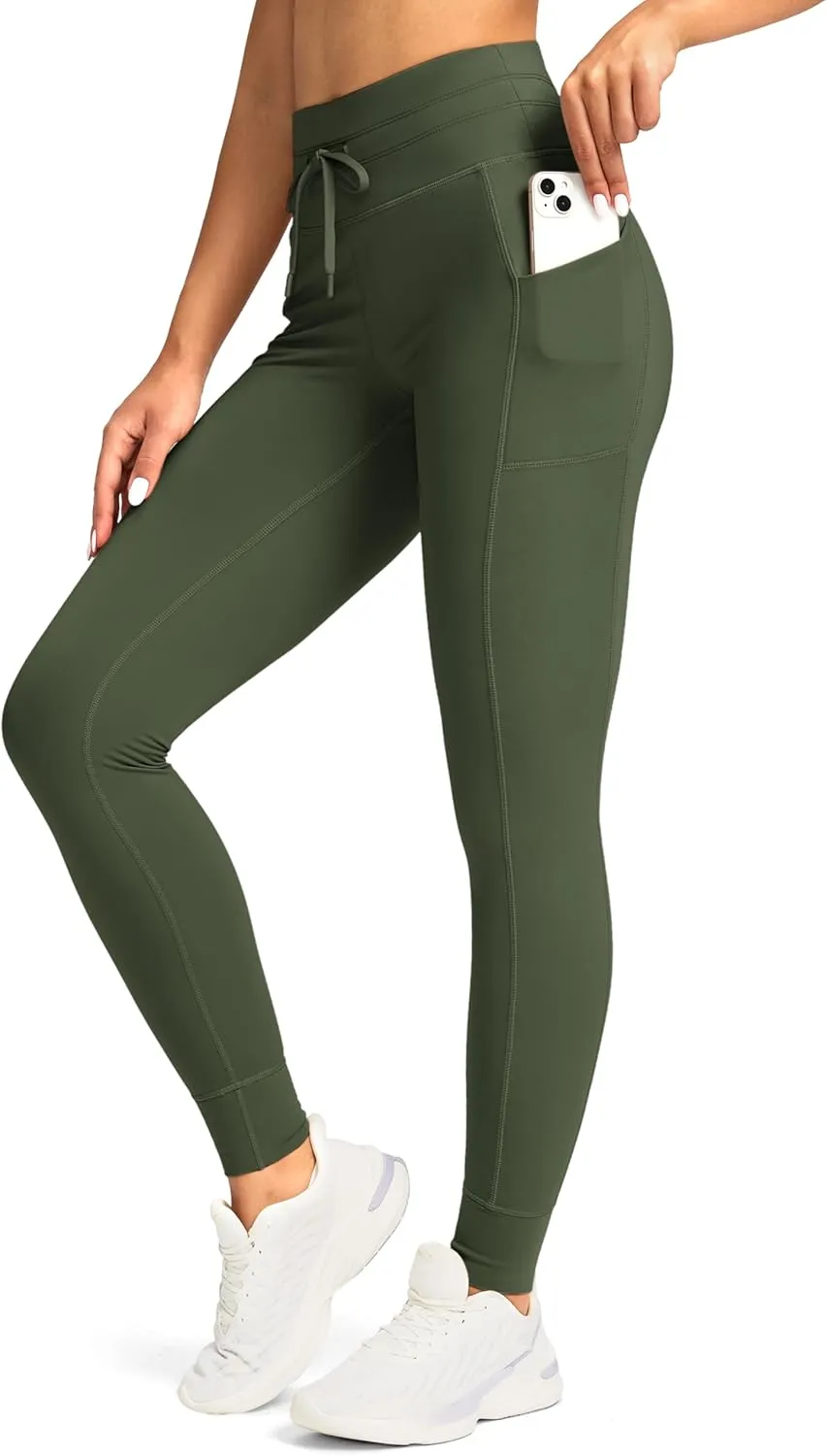 Soothfeel Women's High Waisted Fleece Lined Leggings Pants with Pockets Thermal Warm Winter Ski Hiking Running Workout Pants