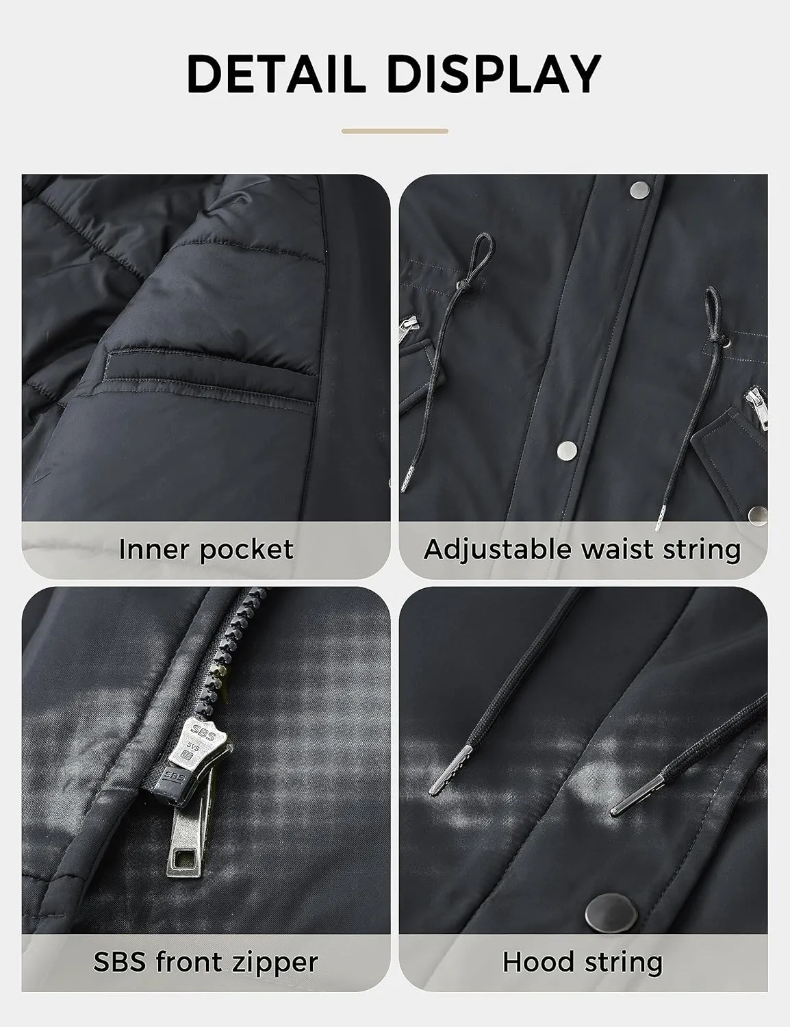 Soularge Women's Plus Size Winter Insulated Parka Coat with Faux Fur Hood