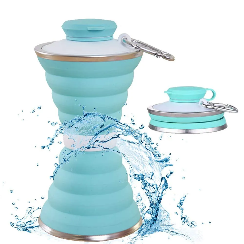 Space - Gym - Sports Small Yoga BPA Folding Huge selection Leak Water Free Hiking Collapsible Fully-featured for Refillable Biking Camping Lightweight and Proof Outdoor Silicone Bottle Traveling Saver