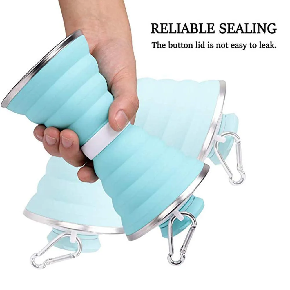 Space - Gym - Sports Small Yoga BPA Folding Huge selection Leak Water Free Hiking Collapsible Fully-featured for Refillable Biking Camping Lightweight and Proof Outdoor Silicone Bottle Traveling Saver