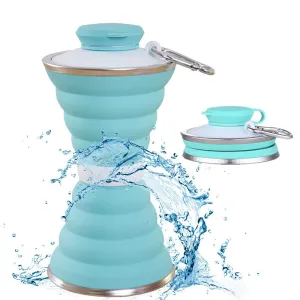 Space - Gym - Sports Small Yoga BPA Folding Huge selection Leak Water Free Hiking Collapsible Fully-featured for Refillable Biking Camping Lightweight and Proof Outdoor Silicone Bottle Traveling Saver