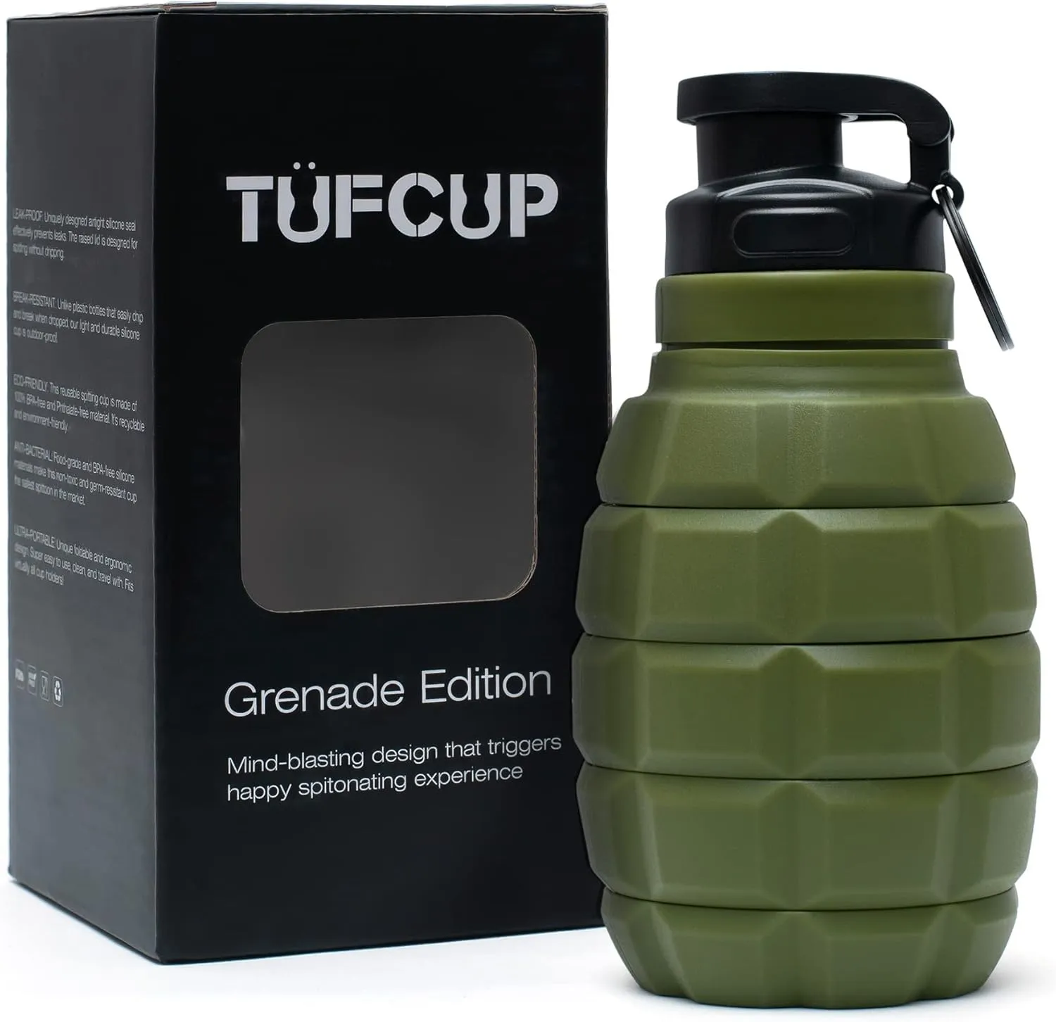 Spit Cup Spittoon for Chewing, Portable Reusable Spit Dipping Cup with Lid, Collapsible Spill Resistant Leak Proof Silicone Body Travel Spitter