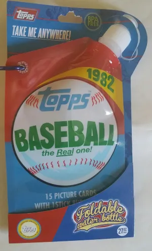 Sports Bottle Baseball Ball the Real One Topps Foldable Collapsible Water Bottle 27 Oz Carrying Hook