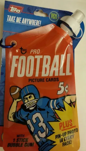 Sports Bottle Football Topps Foldable Collapsible Water Bottle 27 Oz