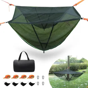 Square & Triangle Camping Hammock for Outside, Changeable Portable Hammock for Outdoor, Max 800 Lbs with 4 Ratchet & Straps and Storage Bag, Lay Flat Hammock for Friends, Family Gathering