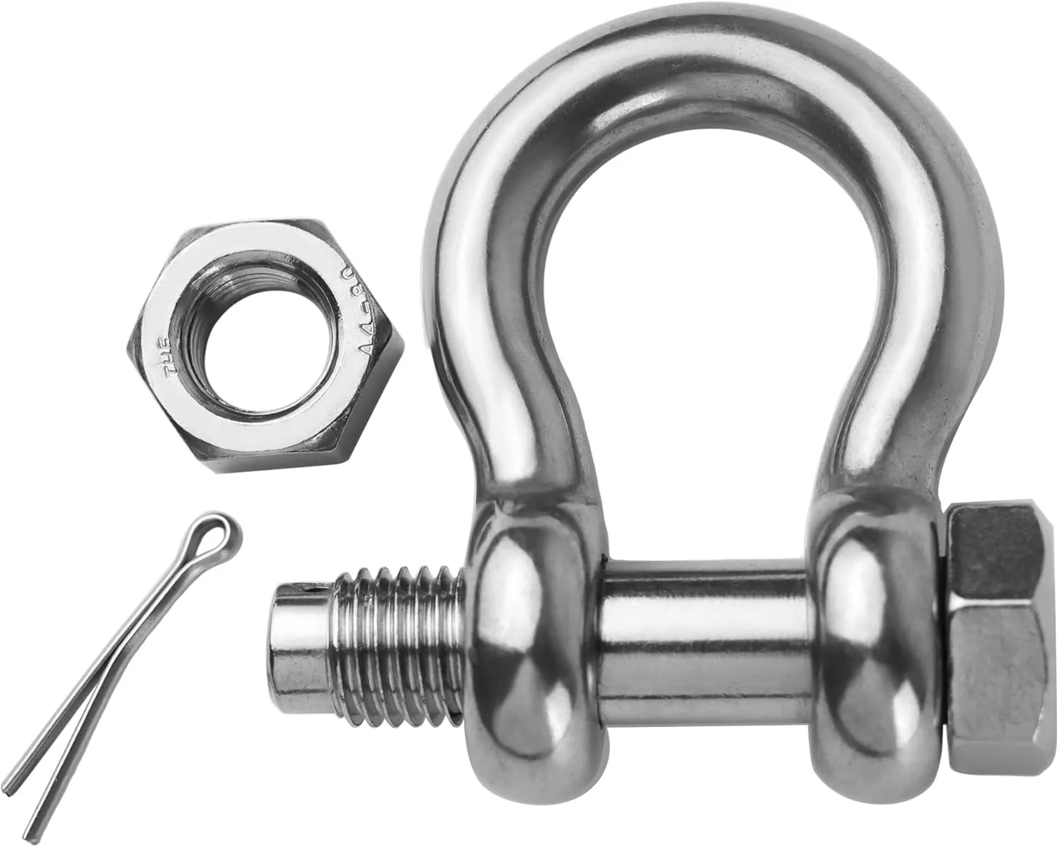 Stainless Steel D Ring Shackles 1/4" 5/16" 3/8" 1/2 inch 316 SS Heavy Duty Boat Anchor Shackle Marine Grade Bow Shackles with Cotter Pins