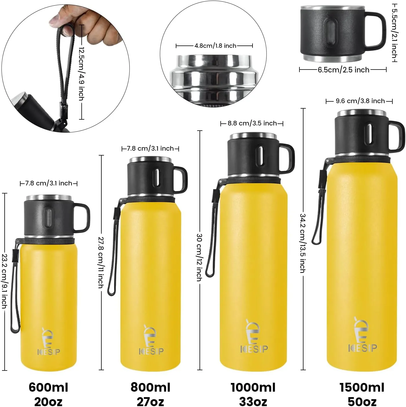 Stainless Steel Insulated Bottle, 27oz with cup Vacuum Insulated Water Bottle, Thermo for Hot Drinks/Cold Drinks,24-Hr Insulation Commute, Travel