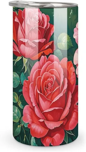 Stainless Steel Water Cup, Rose Butterflies Print Outdoor Travel Cup Ideal for Travel, Outdoor, And Daily Hydration