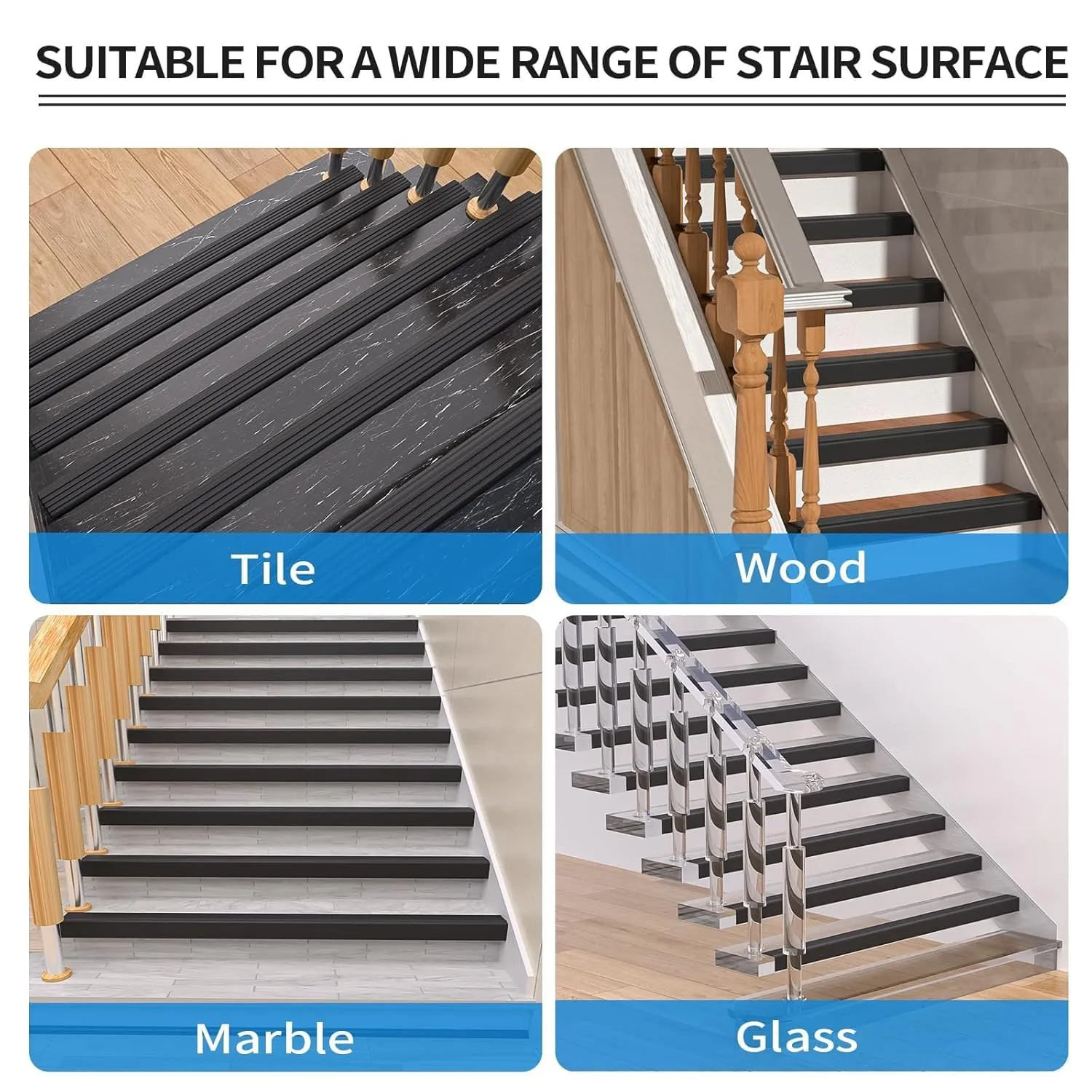 Stair Nosing, Rubber Edging Guard Trim Self Adhesive, Vinyl Staircase Step Edge Protector for Outdoor & Indoor(40 FT, Black)