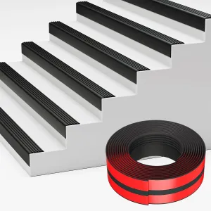 Stair Nosing, Rubber Edging Guard Trim Self Adhesive, Vinyl Staircase Step Edge Protector for Outdoor & Indoor(40 FT, Black)