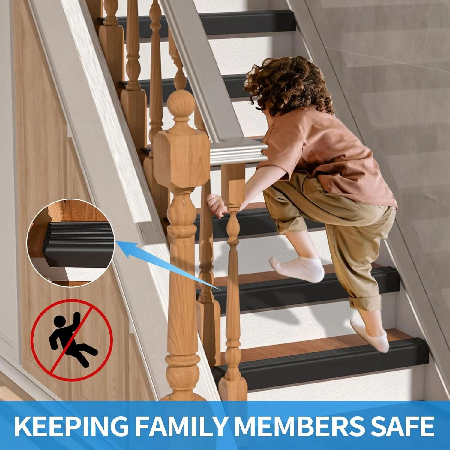 Stair Nosing, Rubber Edging Guard Trim Self Adhesive, Vinyl Staircase Step Edge Protector for Outdoor & Indoor(40 FT, Black)