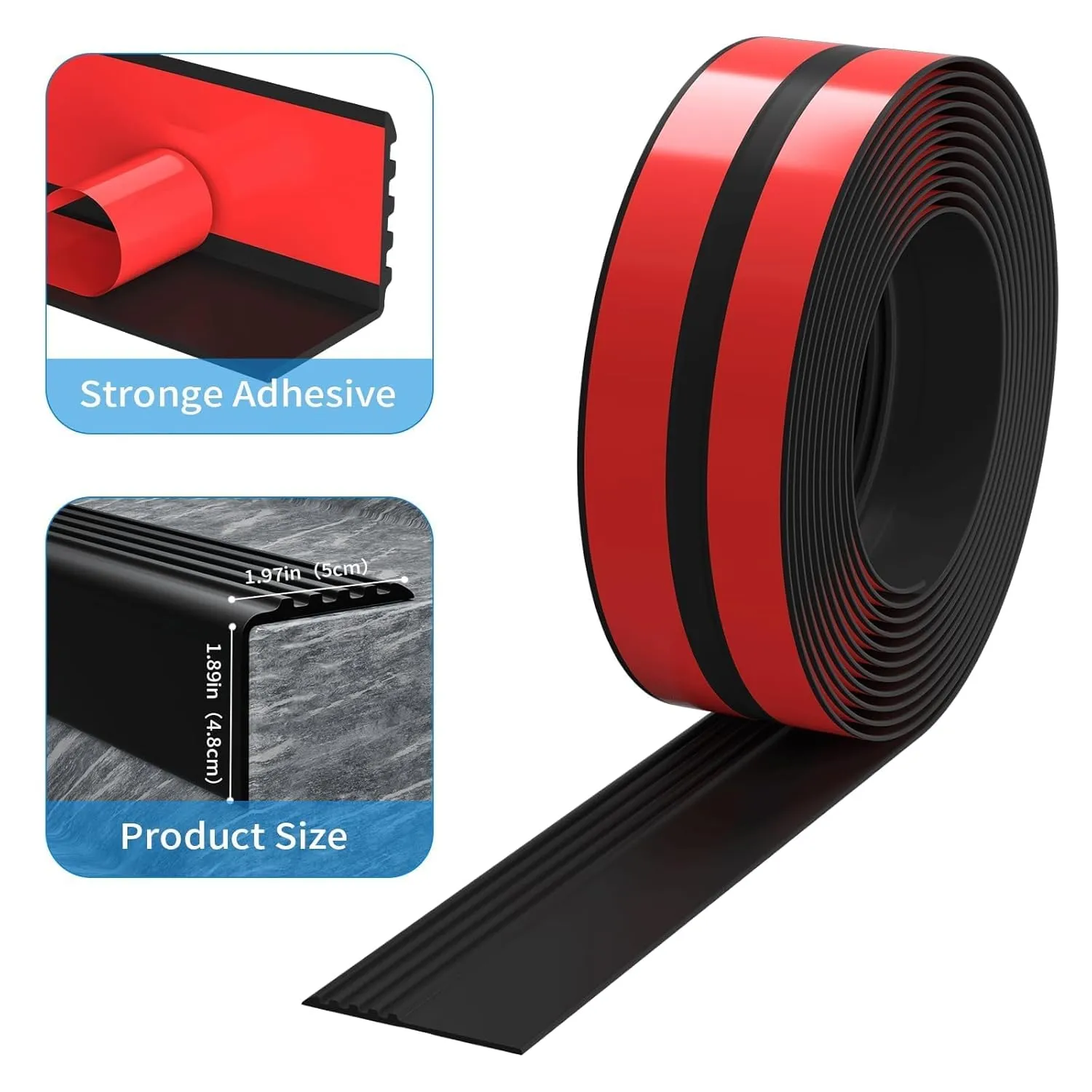 Stair Nosing, Rubber Edging Guard Trim Self Adhesive, Vinyl Staircase Step Edge Protector for Outdoor & Indoor(40 FT, Black)